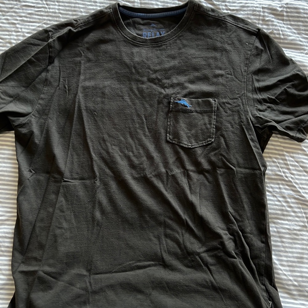 Tommy Bahama Black Relaxed Fit Pocket Logo Tee